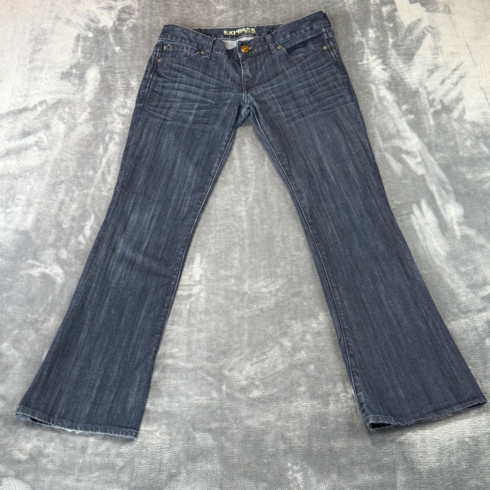 Express Stella Barely Boot Jeans Womens 4S Dark Wash Low Rise Bootcut Denim